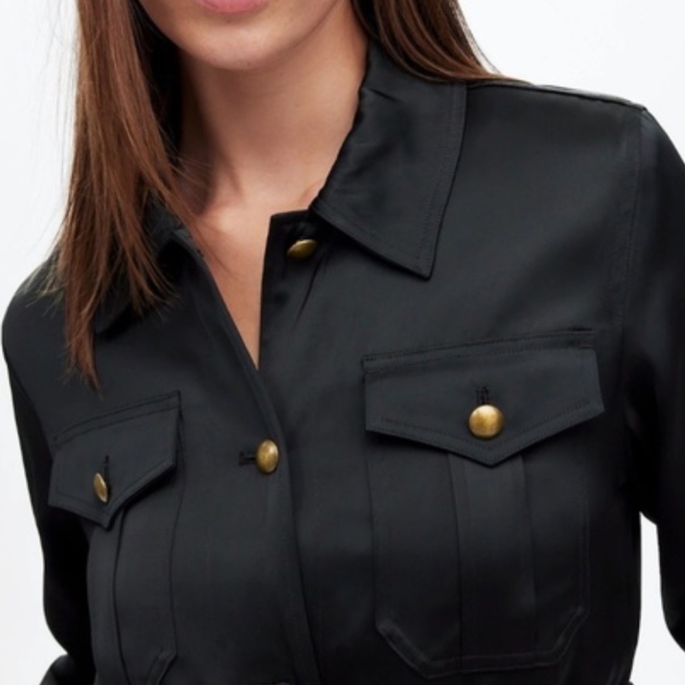 SALE Madewell Double-Faced Satin Safari Double Faced Jacket  black NWT M - Picture 6 of 10